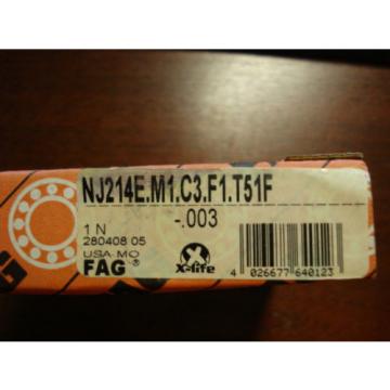 FAG Cylindrical Roller Bearing 70mm x 125mm x 24mm NJ214E.M1.C3.F1.T51F 8272eHE2