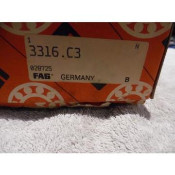 Fag Bearing 3316C3, 3316.C3 OD 80 (mm) x170 (mm) x 68.3 (mm) NIB factory Sealed