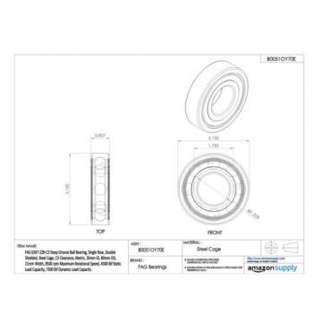 FAG 6307-2ZR-C3 Deep Groove Ball Bearing, Single Row, Double Shielded, Steel ...