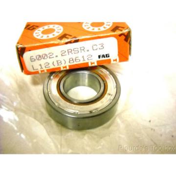 New Fag 15mm Bore x 32mm OD x 9mm Deep Groove Ball Bearing, 6002.2RSR.C3