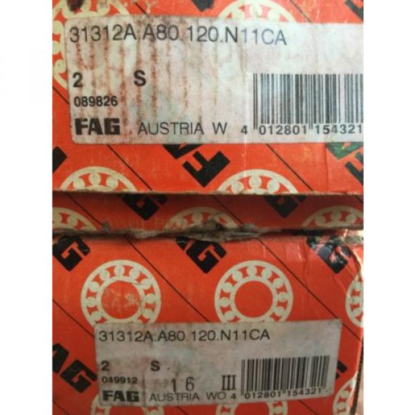 FAG BEARING 31312A A80 120 N11 CA  S 16 III NEW SEALED BOX 3132A.A80.120.N11CA #2 image