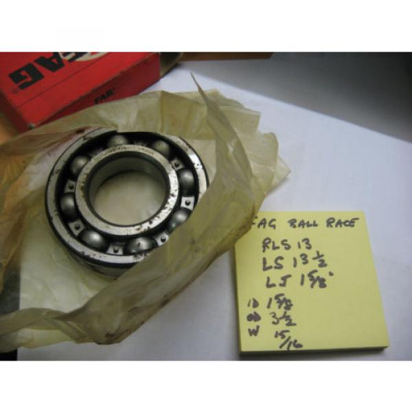 FAG RLS13  Ball race  bearing. 1 5/8&#034;id x 3 1/2&#034; od x 15/16&#034; wide. #5 image